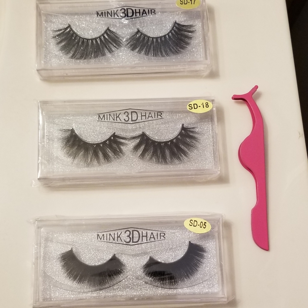 Mink 3D Hair eyelashes & tweezer bundle